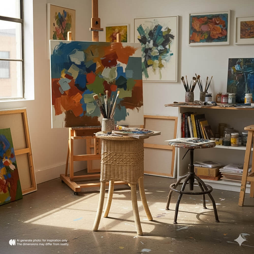 โต๊ะข้าง หวายแท้ PISAMAI รุ่น MESA SIDE TABLE ทรง MINIMAL ขนาด 40*40*70 ซม. สีธรรมชาติ_6